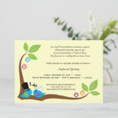 Bride en groom blauwe vogels van geluk kaart (Staand voorkant)