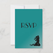 Bride en Groom Blauwgroen Blue Wedding RSVP Kaartje (Achterkant)