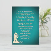 Bride en Groom Blauwgroen en Cream Kaart (Staand voorkant)