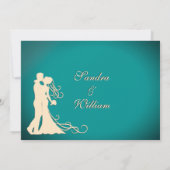 Bride en Groom Blauwgroen en Cream Kaart (Achterkant)