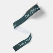 Bride en Groom Blauwgroen Grosgrain Lint (Achterkant)