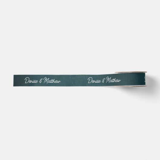 Bride en Groom Blauwgroen Grosgrain Lint (Voorkant)
