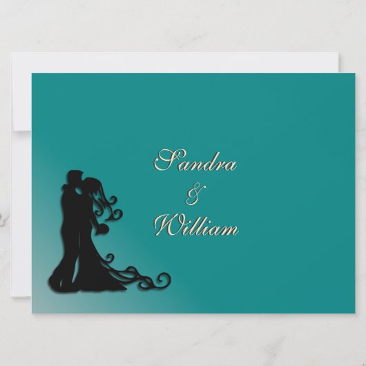 Bride en Groom Blauwgroen Kaart (Achterkant)