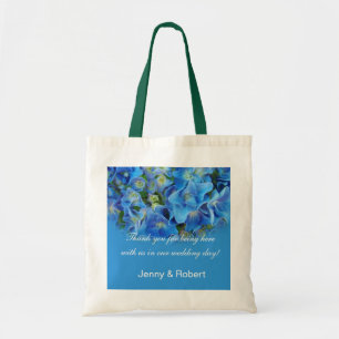 Bride en groom blue flower bruiloft bedankt tote bag