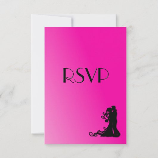 Bride en Groom Blue Wedding Fuchsia RSVP (Achterkant)