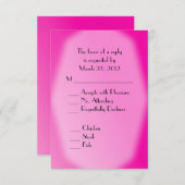 Bride en Groom Blue Wedding Fuchsia RSVP (Voorkant / Achterkant)