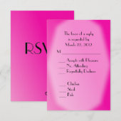 Bride en Groom Blue Wedding Fuchsia RSVP Kaartje (Voorkant / Achterkant)