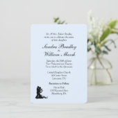 Bride en Groom Blue Wedding Invitation Kaart (Staand voorkant)