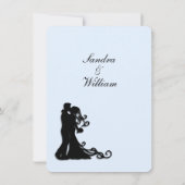 Bride en Groom Blue Wedding Invitation Kaart (Achterkant)