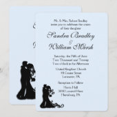 Bride en Groom Blue Wedding Invitation Kaart (Voorkant / Achterkant)