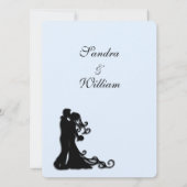 Bride en Groom Blue Wedding Invitation Kaart (Achterkant)