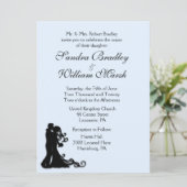 Bride en Groom Blue Wedding Invitation Kaart (Staand voorkant)