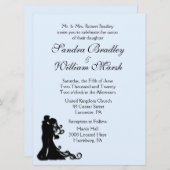 Bride en Groom Blue Wedding Invitation Kaart (Voorkant / Achterkant)