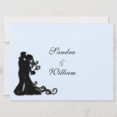 Bride en Groom Blue Wedding Invitation Kaart (Achterkant)