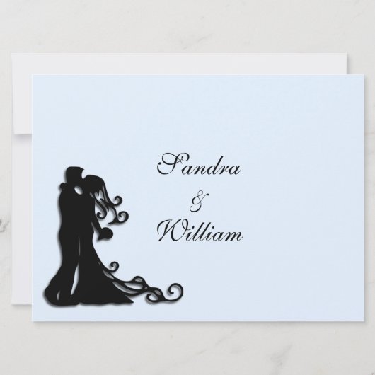 Bride en Groom Blue Wedding Invitation Kaart (Achterkant)