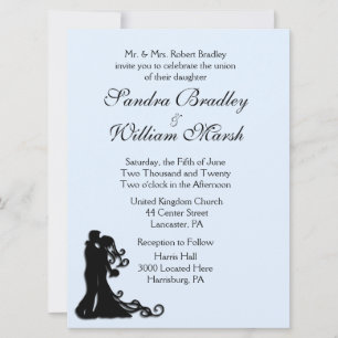 Bride en Groom Blue Wedding Invitation Kaart