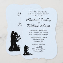 Bride en Groom Blue Wedding Invitation Kaart