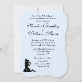 Bride en Groom Blue Wedding Invitation Kaart