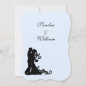 Bride en Groom Blue Wedding Invitation Kaart (Achterkant)