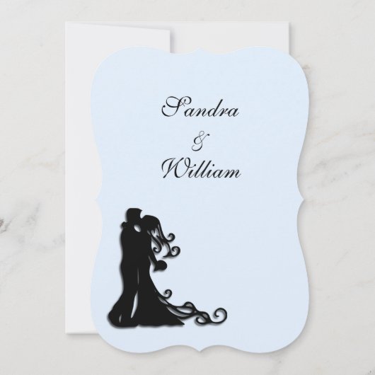 Bride en Groom Blue Wedding Invitation Kaart (Achterkant)