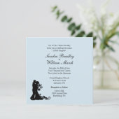 Bride en Groom Blue Wedding Invitation Kaart