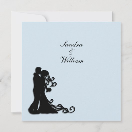 Bride en Groom Blue Wedding Invitation Kaart (Achterkant)