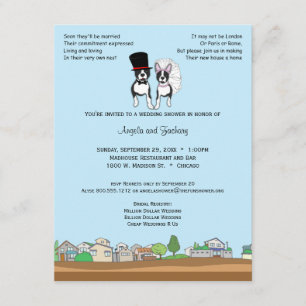 Bride en Groom Boston Terrier Wedding Shower Kaart