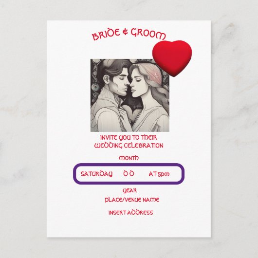 BRIDE EN GROOM BRIEFKAART (Voorkant)