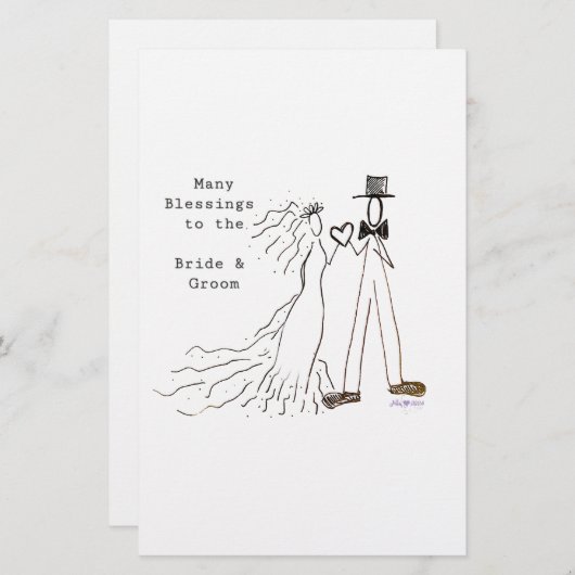 Bride en Groom Briefpapier (Voorkant / Achterkant)