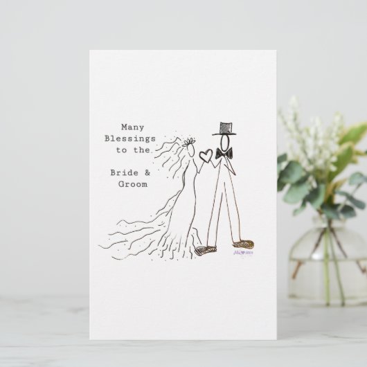 Bride en Groom Briefpapier (Staand voorkant)