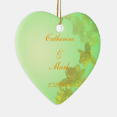 Bride en Groom, bruiloft, gele tulpbloemen Keramisch Ornament (Rechts)