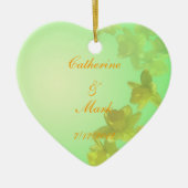 Bride en Groom, bruiloft, gele tulpbloemen Keramisch Ornament (Voorkant)