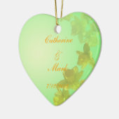 Bride en Groom, bruiloft, gele tulpbloemen Keramisch Ornament (Links)