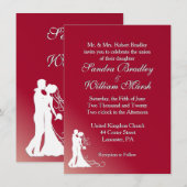Bride en Groom Burgundy Wedding Invitation Kaart (Voorkant / Achterkant)