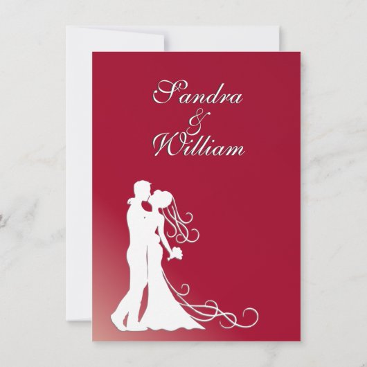 Bride en Groom Burgundy Wedding Invitation Kaart (Achterkant)