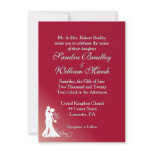 Bride en Groom Burgundy Wedding Invitation
