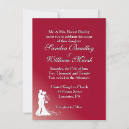 Bride en Groom Burgundy Wedding Invitation Kaart