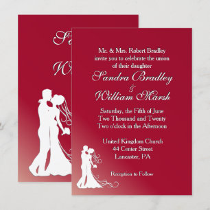 Bride en Groom Burgundy Wedding Invitation Kaart