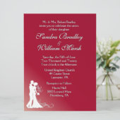 Bride en Groom Burgundy Wedding Invitation Kaart (Staand voorkant)