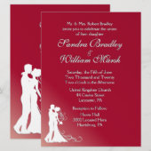 Bride en Groom Burgundy Wedding Invitation Kaart (Voorkant / Achterkant)