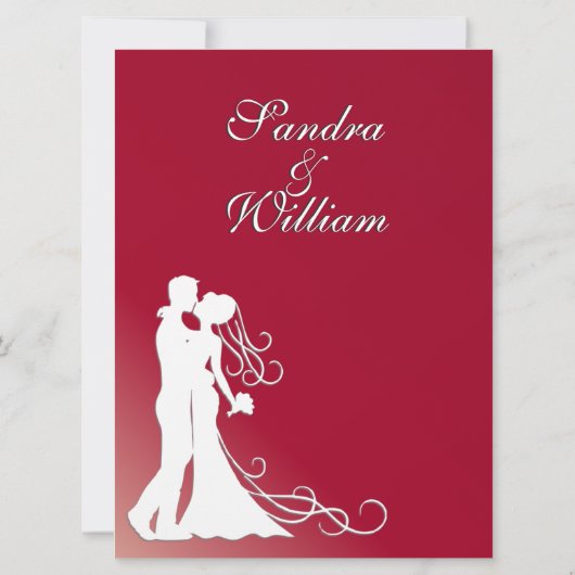 Bride en Groom Burgundy Wedding Invitation Kaart (Achterkant)