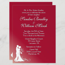 Bride en Groom Burgundy Wedding Invitation Kaart