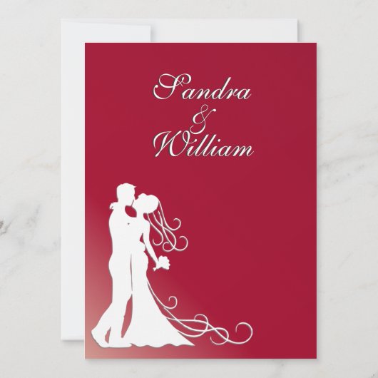 Bride en Groom Burgundy Wedding Invitation Kaart (Achterkant)