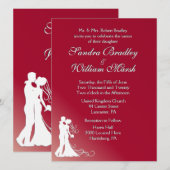 Bride en Groom Burgundy Wedding Invitation Kaart (Voorkant / Achterkant)