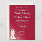 Bride en Groom Burgundy Wedding Invitation Kaart (Voorkant)