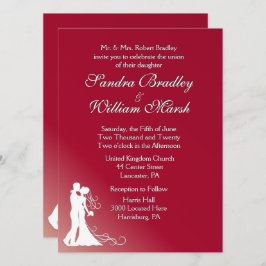 Bride en Groom Burgundy Wedding Invitation Kaart