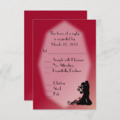 Bride en Groom Burgundy Wedding RSVP Kaartje (Voorkant / Achterkant)