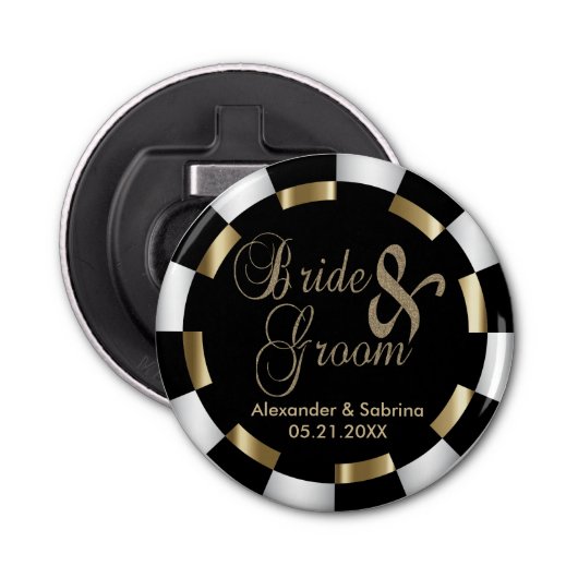 Bride en Groom Button Flesopener (Voorkant)