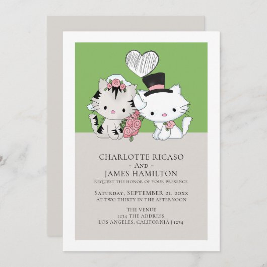 Bride en Groom Cat Threadding Aankondiging (Voorkant / Achterkant)