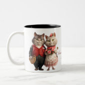 Bride en Groom Cats Tweekleurige Koffiemok (Links)